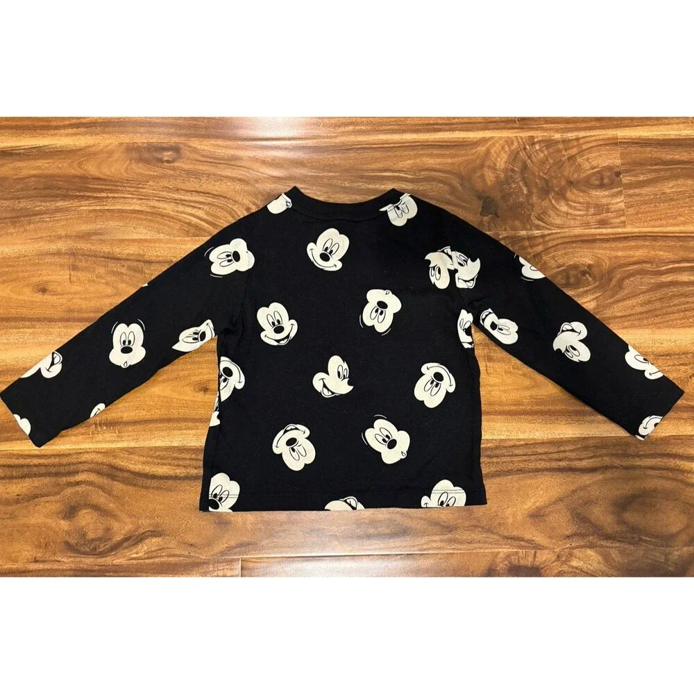 Baby Gap Disney Long Sleeve Shirt, Black Mickey Print, Size 4T